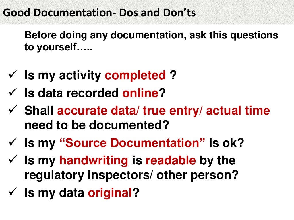 Good Documentation Practices Do's and Don'ts (GCP)