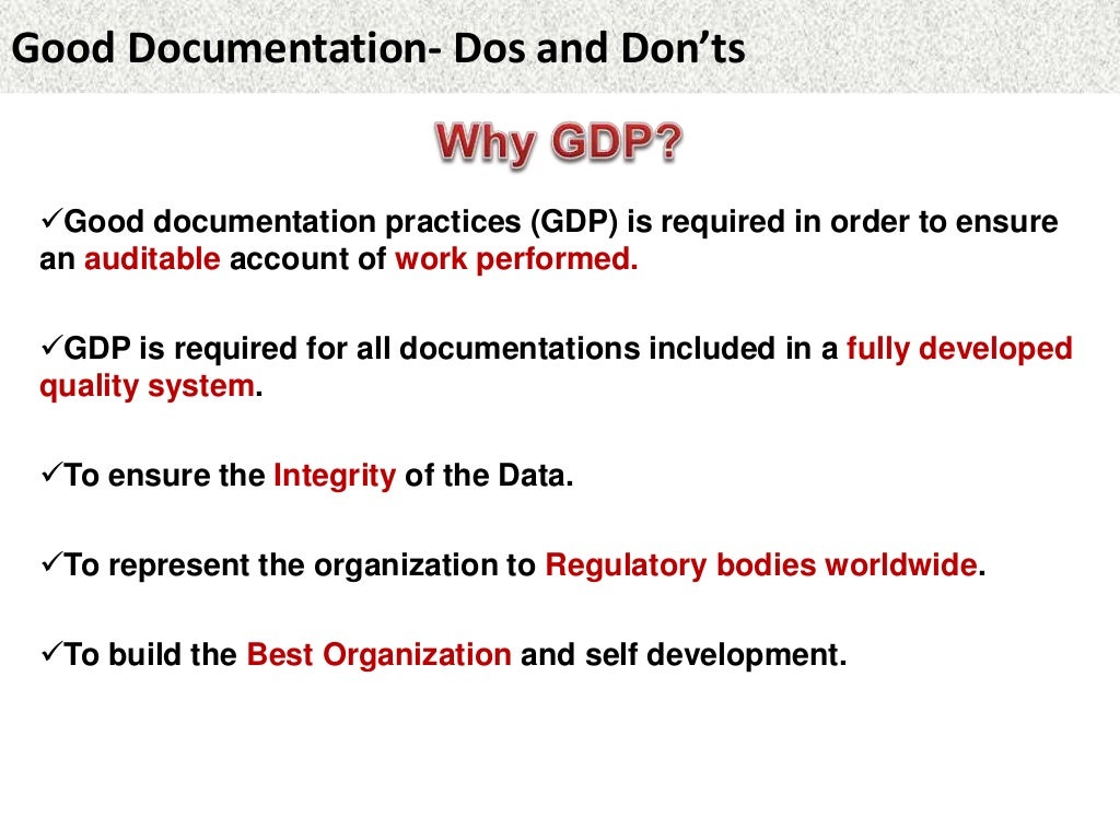 Good Documentation Practices Do's and Don'ts (GCP)