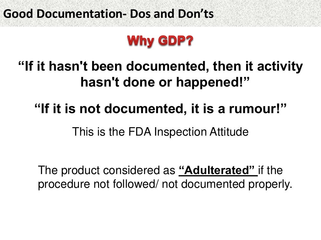 Good Documentation Practices Do's and Don'ts (GCP)