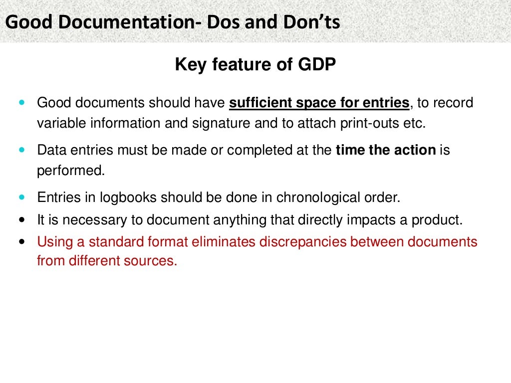Good Documentation Practices Do's and Don'ts (GCP)