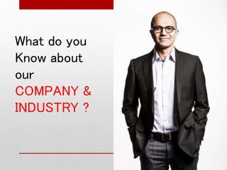 What do you 
Know about 
our 
COMPANY & 
INDUSTRY ? 
 