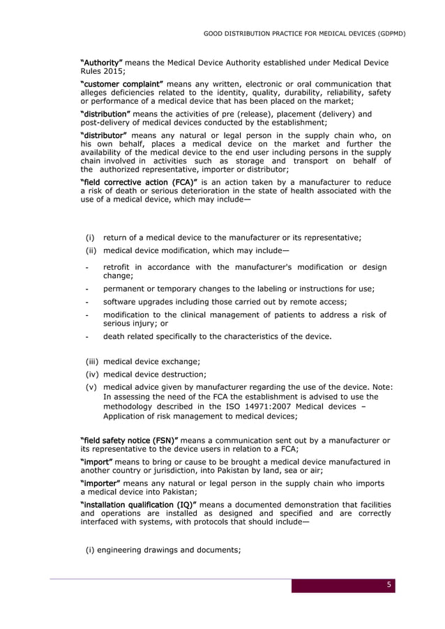 Good Distribution Practices For Medical Devices PDF