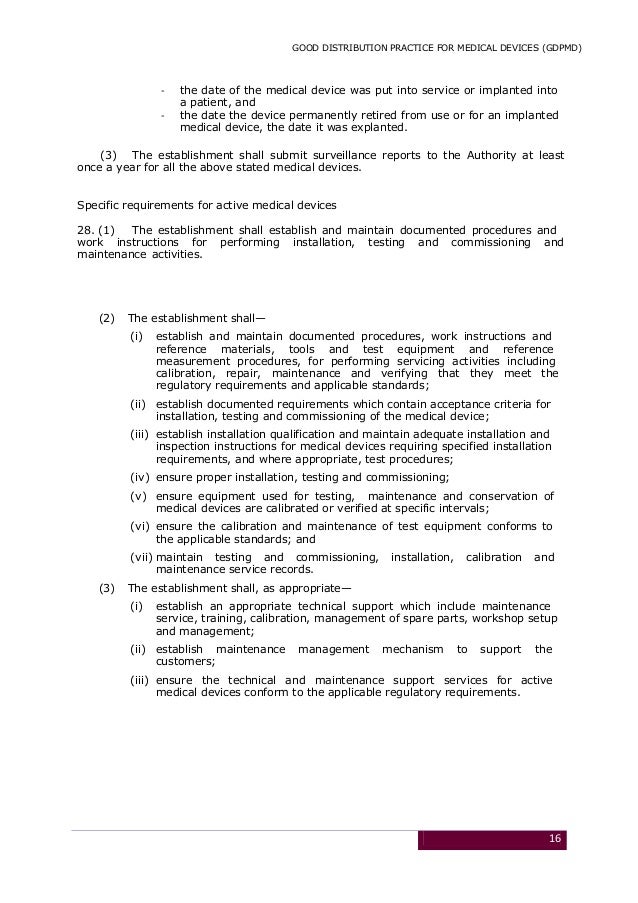 Good Distribution Practices For Medical Devices