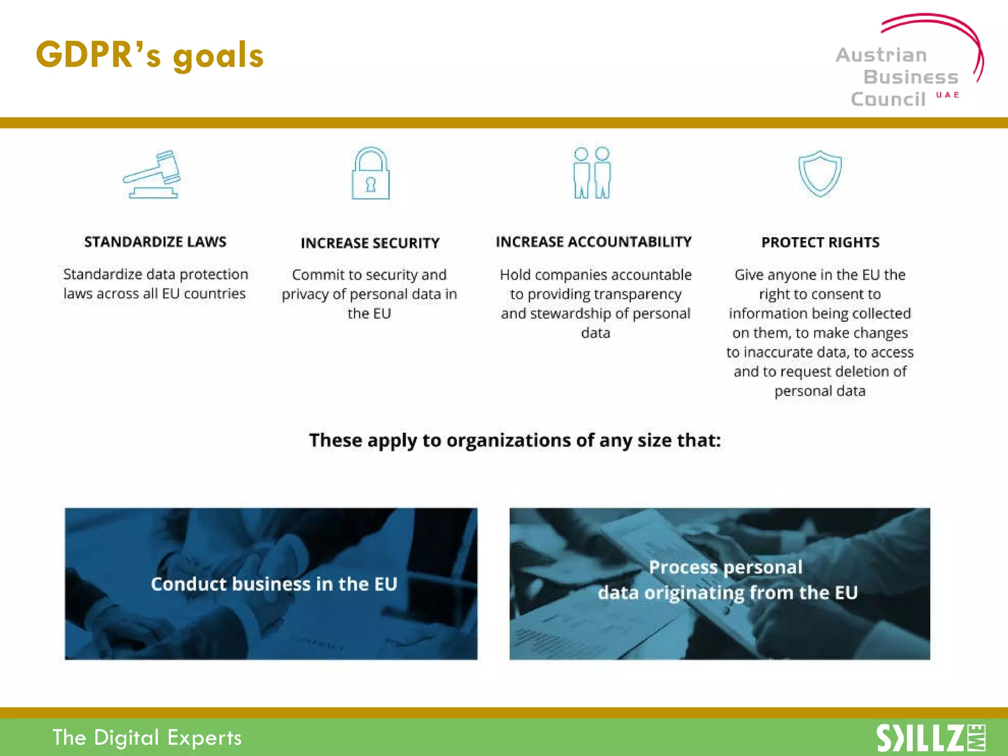 The Digital Experts
GDPR’s goals
 