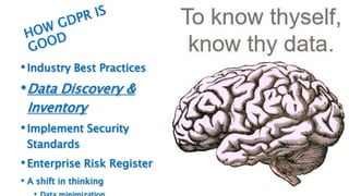 5
•Industry Best Practices
•Data Discovery &
Inventory
•Implement Security
Standards
•Enterprise Risk Register
• A shift in thinking
 