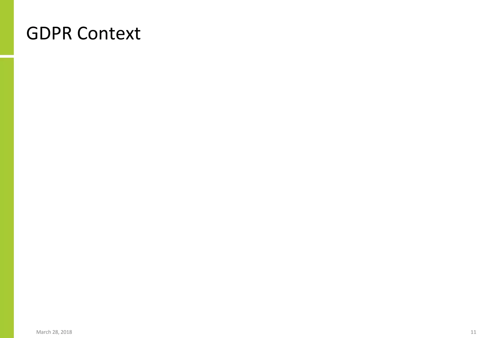 GDPR Context
March 28, 2018 11
 
