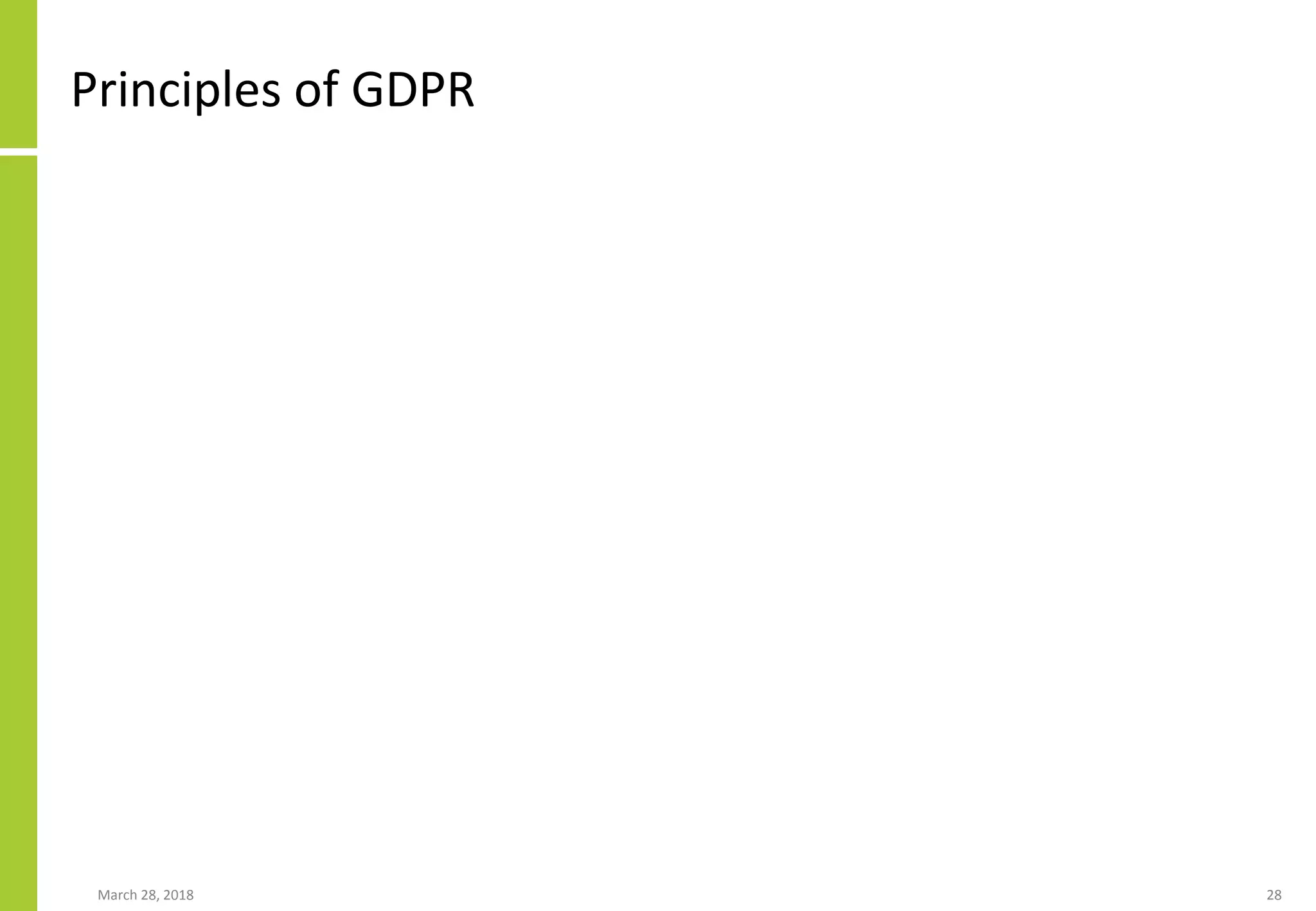 Principles of GDPR
March 28, 2018 28
 