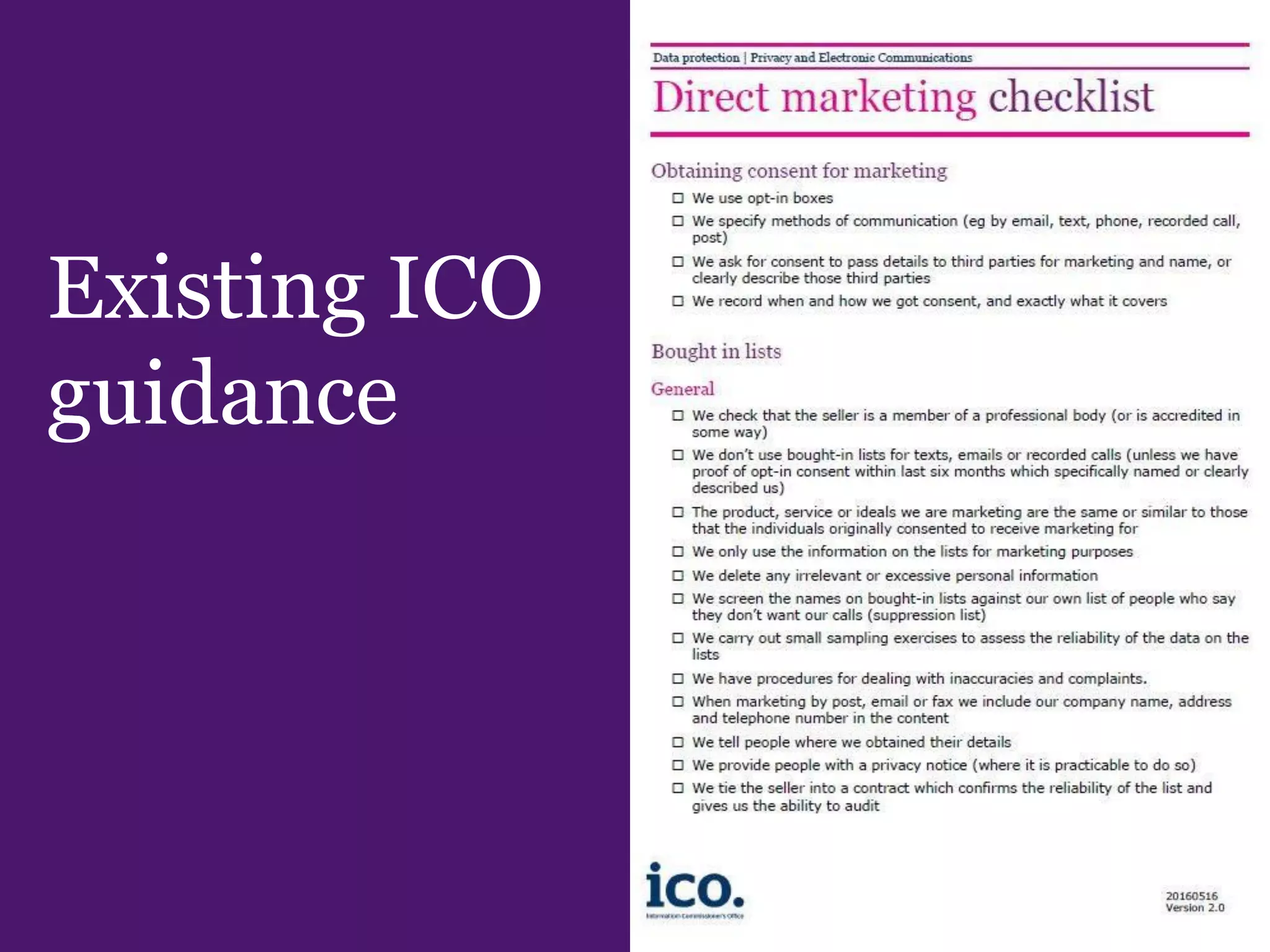 Existing ICO
guidance
 
