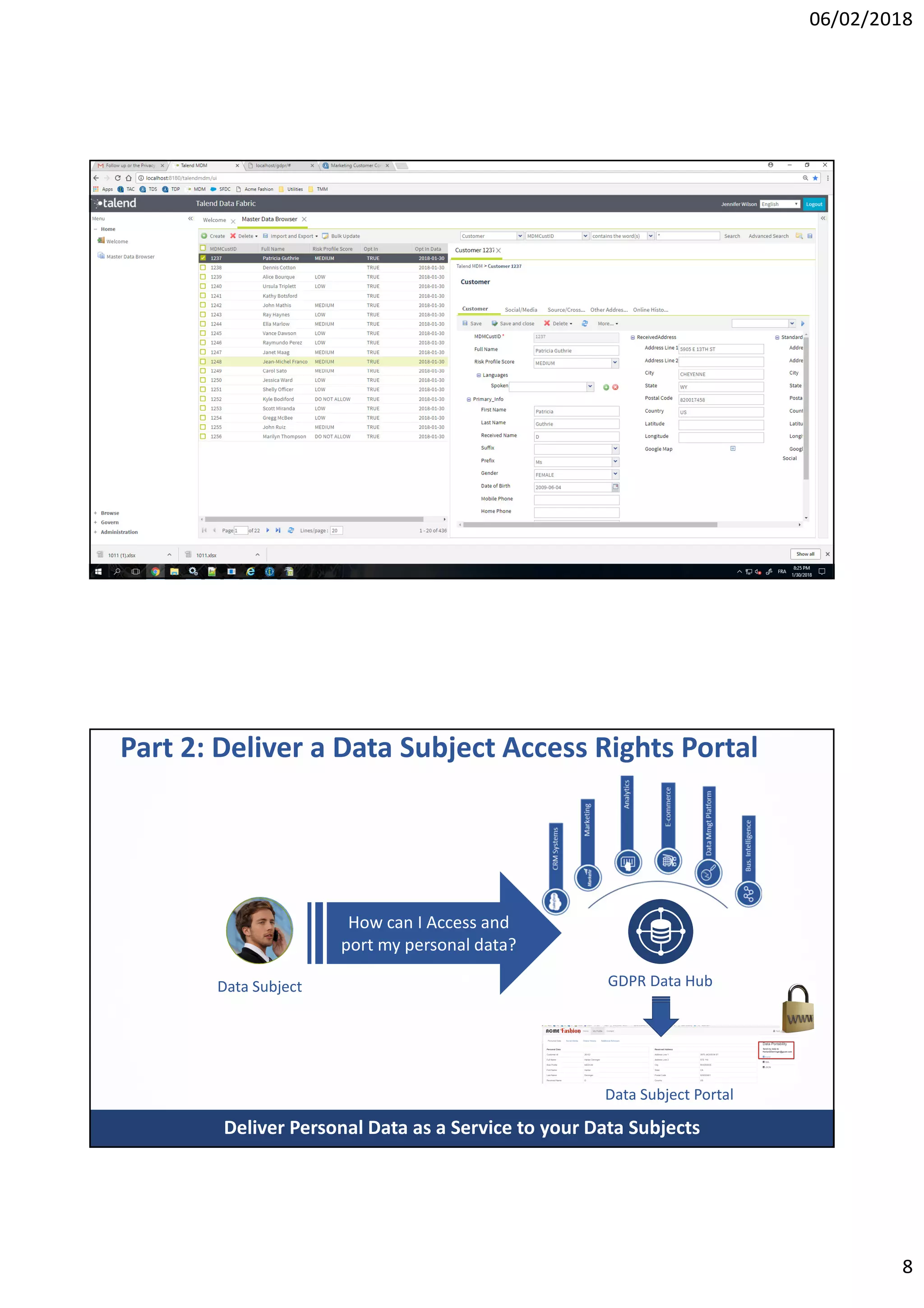 06/02/2018
8
15
16
Part 2: Deliver a Data Subject Access Rights Portal
How can I Access and
port my personal data?
Deliver Personal Data as a Service to your Data Subjects
Data Subject GDPR Data Hub
Data Subject Portal
 