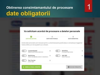 Obtinerea consimtamantului de procesare
date obligatorii
1
 