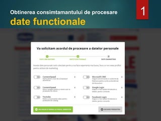 Obtinerea consimtamantului de procesare
date functionale
1
 