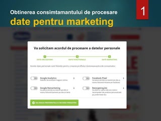 Obtinerea consimtamantului de procesare
date pentru marketing
1
 