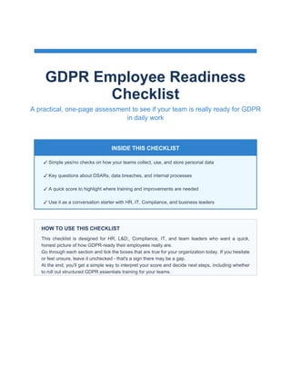 Work Readiness Tips Handout.pdf Is Your Team Really GDPR-Ready? Download the Employee Readiness ...