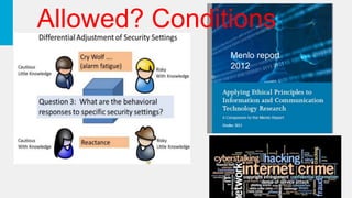 Menlo report
2012
Allowed? Conditions
 