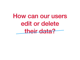 How can our users
edit or delete
their data?
 