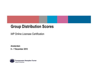Group Distribution Scores
IAP Online Licensee Certification



Amsterdam
6 – 7 December 2010
 