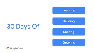 30 Days Of
Learning
Building
Sharing
Growing
 