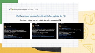 What if you missed to post/perform this activity for a particular day ? 😨
Don’t worry you can post for 5 multiple days with a separate post 🤔😁
Caption
Caption
Caption
 