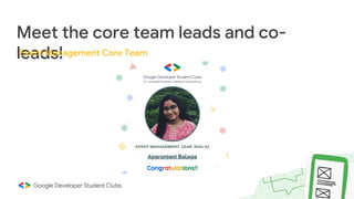Meet the core team leads and co-
leads!
Event Management Core Team
 