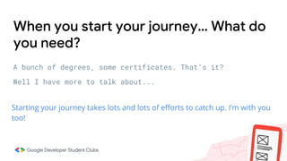 When you start your journey… What do
you need?
Starting your journey takes lots and lots of efforts to catch up. I’m with you
too!
A bunch of degrees, some certificates. That’s it?
Well I have more to talk about...
 