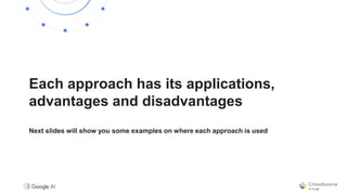 Each approach has its applications,
advantages and disadvantages
Next slides will show you some examples on where each approach is used
 