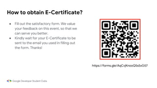 How to obtain E-Certificate?
● Fill out the satisfactory form. We value
your feedback on this event, so that we
can serve you better.
● Kindly wait for your E-Certificate to be
sent to the email you used in filling out
the form. Thanks!
https://forms.gle/AqCvjKnooQ5s5xG57
 