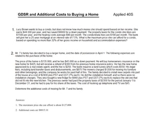 Gdsr and additional costs asmt