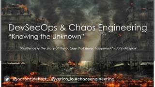 @aaronrinehart
“Resilience is the story of the outage that never happened.” - John Allspaw
@verica_io #chaosengineering
 