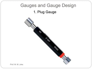 Gauges and Gauge Design
1. Plug Gauge
Prof. M. M. Joke
 