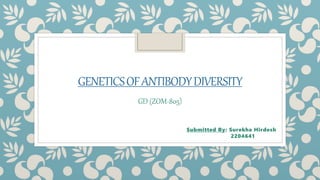 GENETICSOFANTIBODYDIVERSITY
Submitted By: Surekha Hirdesh
2204641
GD (ZOM-805)
 
