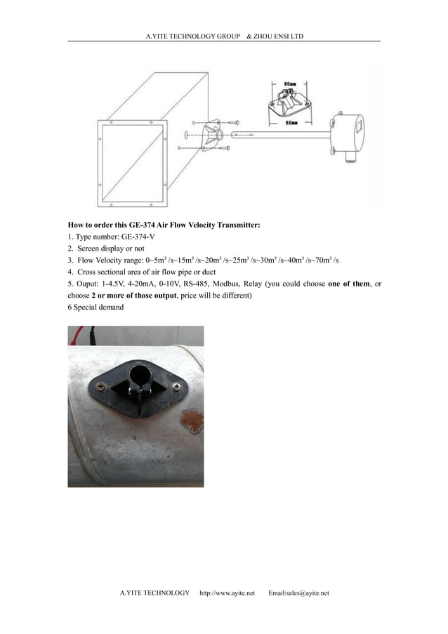 air velocity speed sensor Duct Flow Sensor