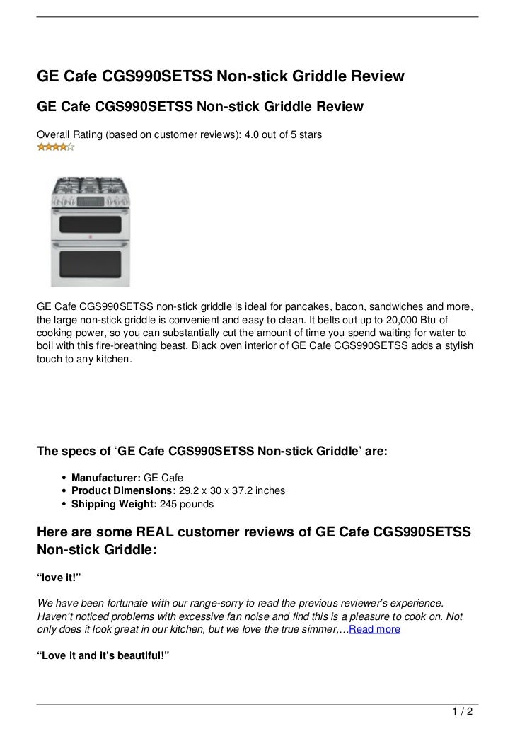 GE Cafe CGS990SETSS Nonstick Griddle Review