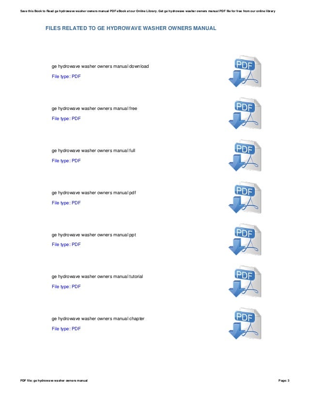 Ge hydrowavewasherownersmanual