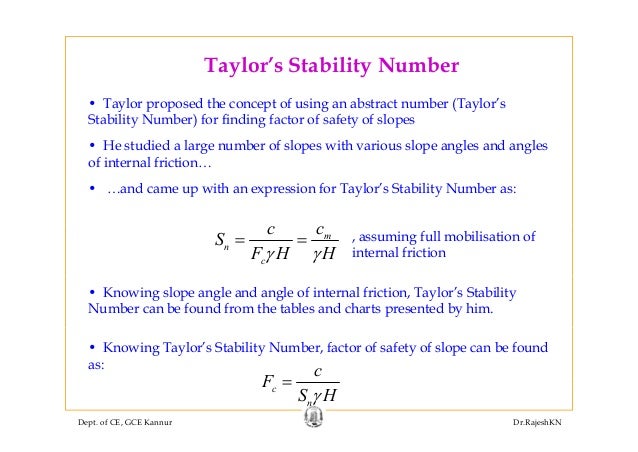 Stability Number Taylor Chart