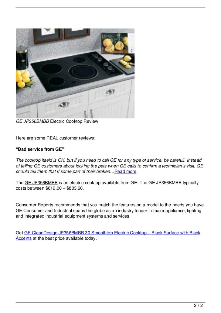 Ge Jp356bmbb Electric Cooktop Review