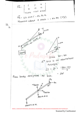 Ge 131 engineering mechanics anna university april may 2003 - solved ...