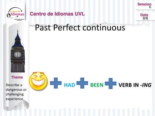 Past Perfect continuous
HAD BEEN VERB IN -ING
6
8/6
Describe a
dangerous or
challenging
experience.
 