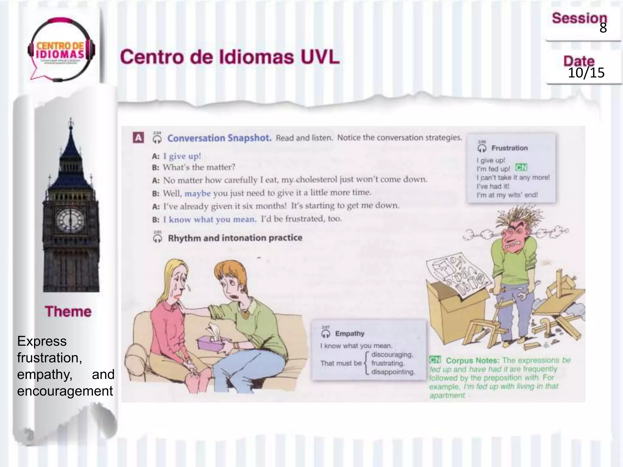 8
10/15
Express
frustration,
empathy, and
encouragement