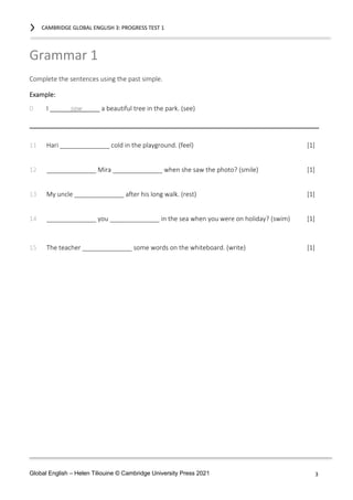 Comprehensive English Progress Test for Grade 3 Learners | PDF