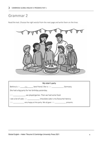 Comprehensive English Progress Test for Grade 3 Learners | PDF