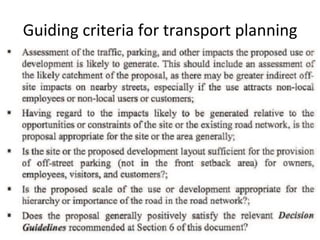 Guiding criteria for transport planning 