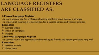 Register Example Exploring Varieties and Registers of Spoken and Written Language ...