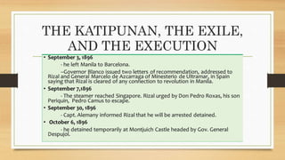 THE KATIPUNAN, THE EXILE,
AND THE EXECUTION
 