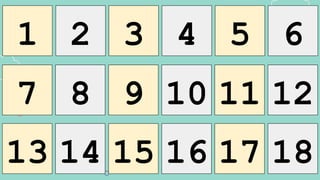 1 2 3 4 5 6
7 8 9 10 11 12
13 14 15 16 17 18
 