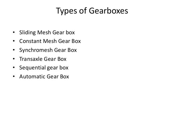 Different Types Of Gearboxes Pdf