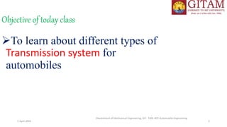 Gear box- transmission system of automobiles | PPTX