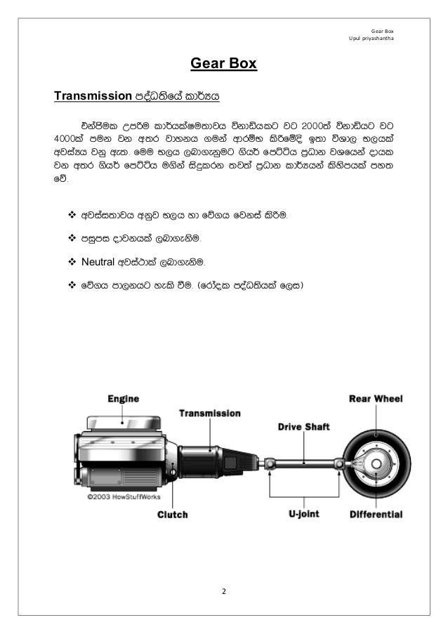 automobile Gear box how it works sinhala