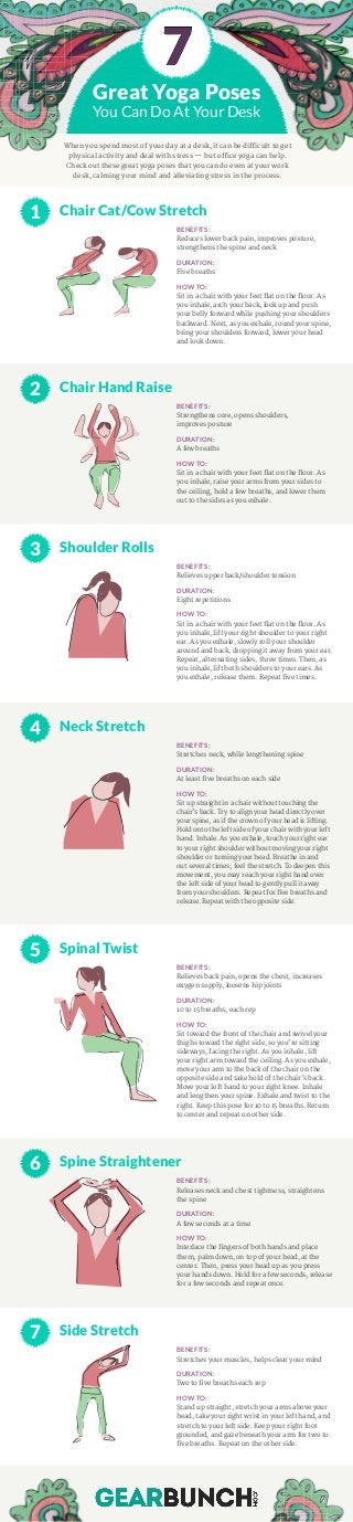 Great Yoga Poses
You Can Do At Your Desk
When you spend most of your day at a desk, it can be difficult to get
physical ac...