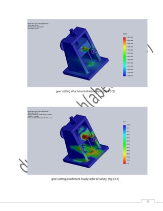 28
gear cutting attachment-strain analysis (fig 3.5.3)
gear cutting attachment-Study factor of safety (fig 3.5.4)
 