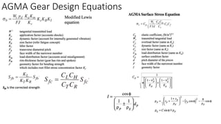 AGMA Gear Design Equations
 